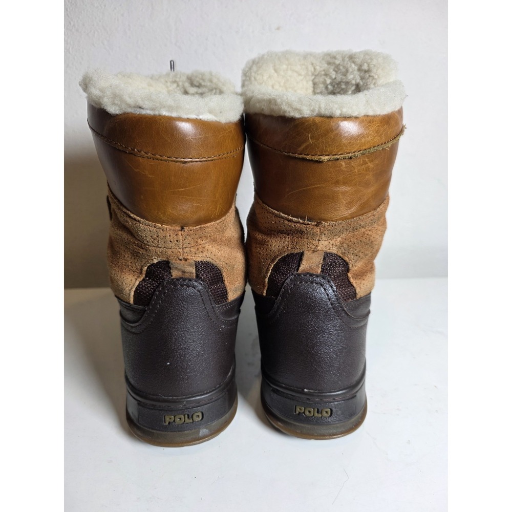 Polo Ralph Lauren Mens Lansing Snow Winter Boots Brown And Tan Suede Size 11 - Picture 5 of 10
